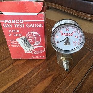 Brass Gas Test Gauge - Red and Silver